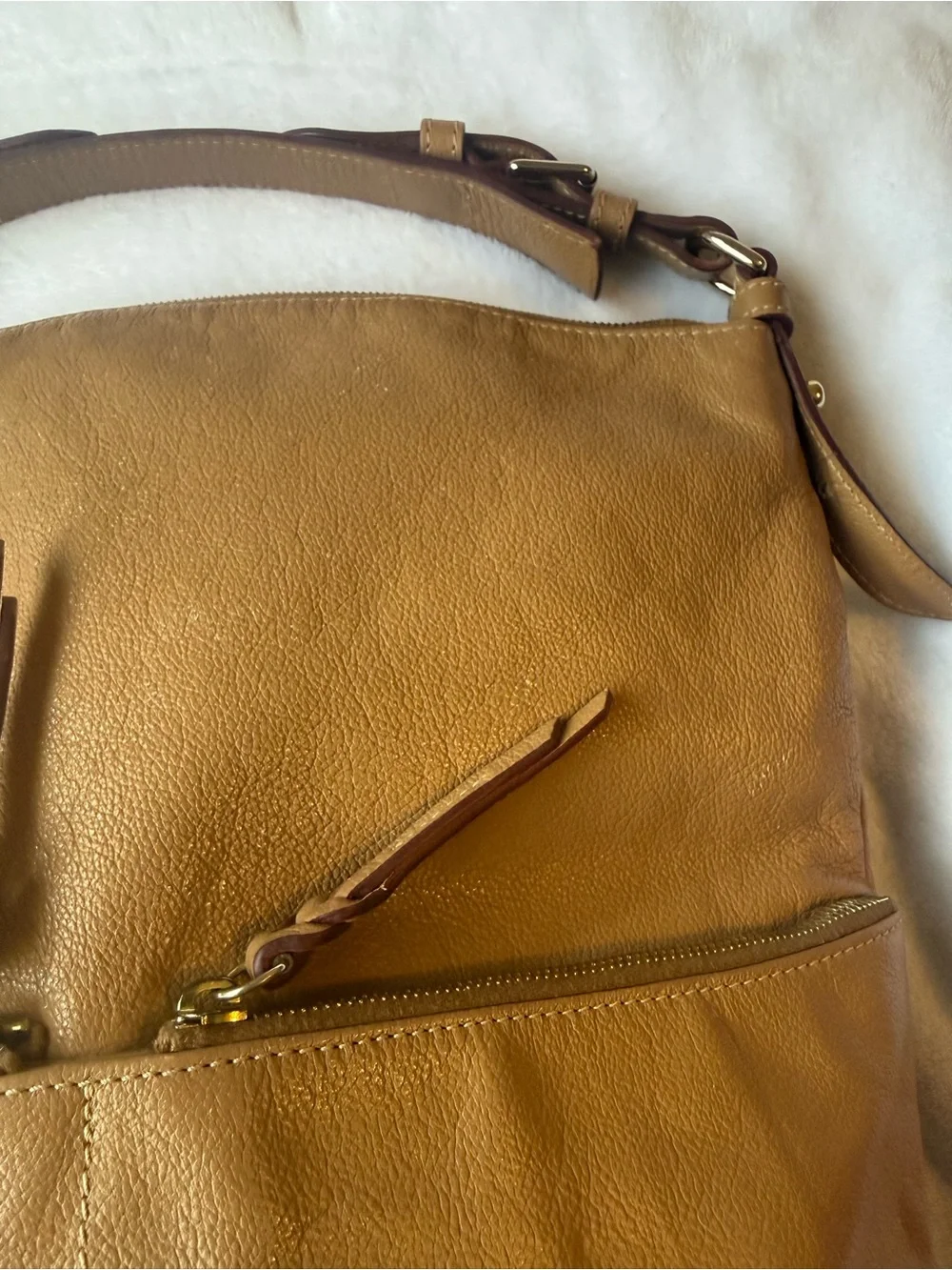 Dooney & Bourke Camel/Tan Leather Shoulder Hobo Bag
